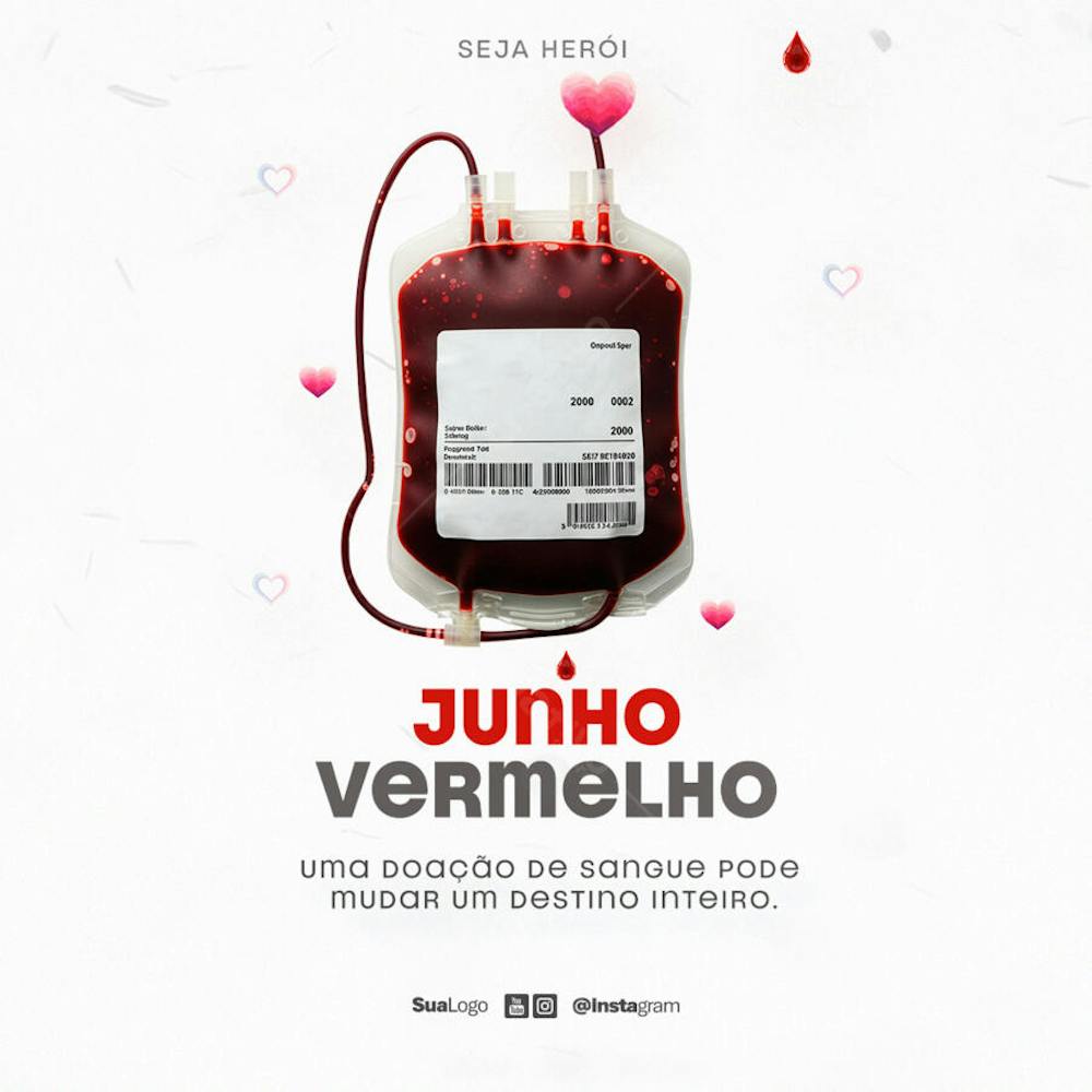 Junho Vermelho mês de conscientização e incentivo à doação de sangue Social Media PSD Editável (3) - Copia