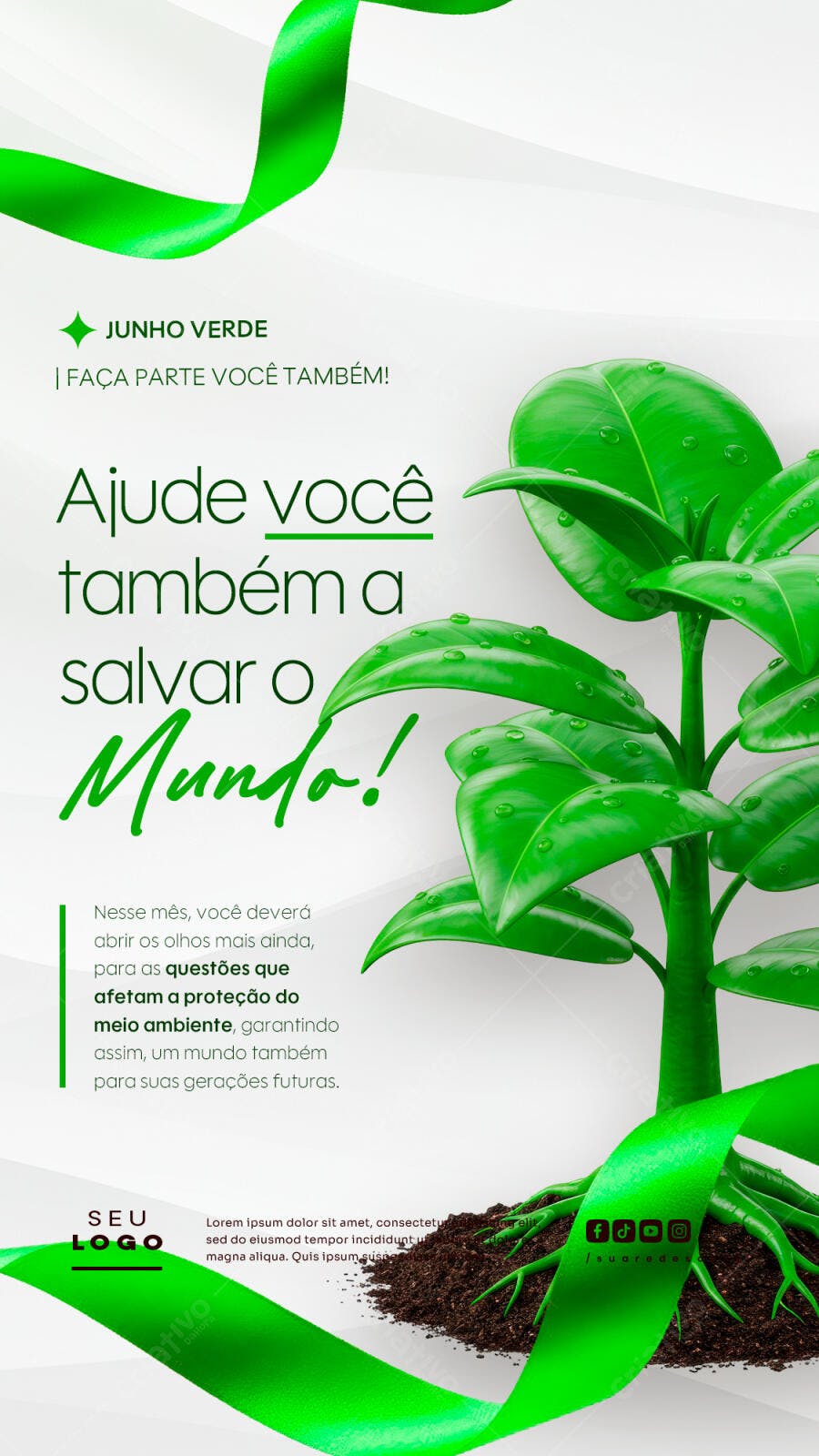 Flyer Junho Verde PSD Editável