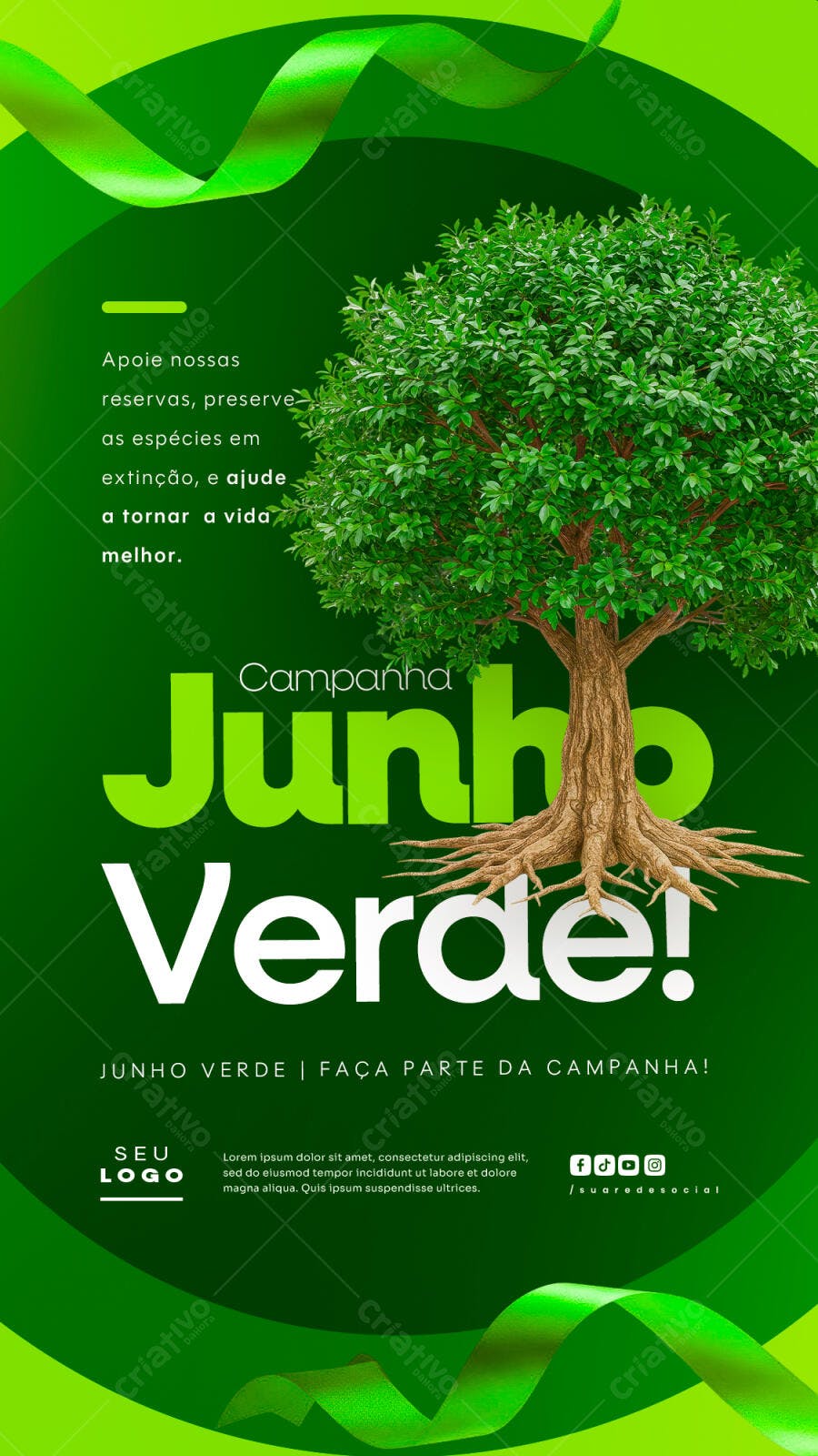 Flyer Junho Verde PSD Editável