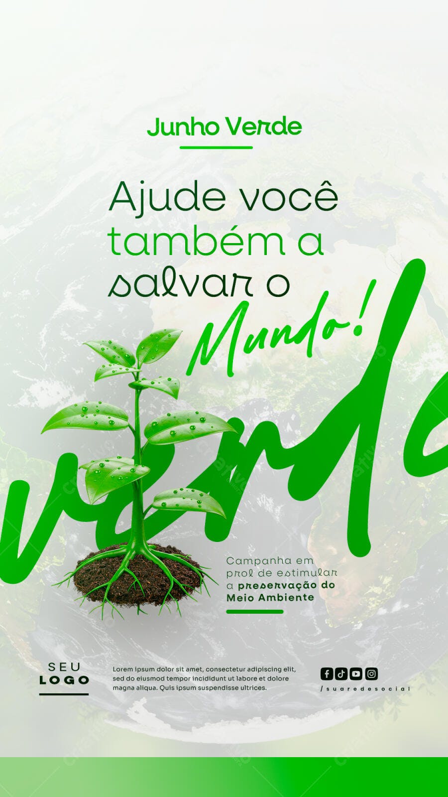 Flyer Junho Verde PSD Editável