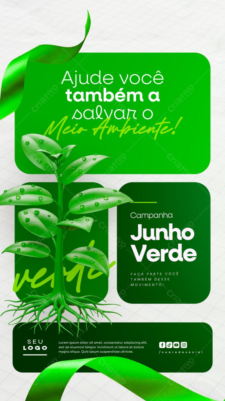Flyer Junho Verde PSD Editável