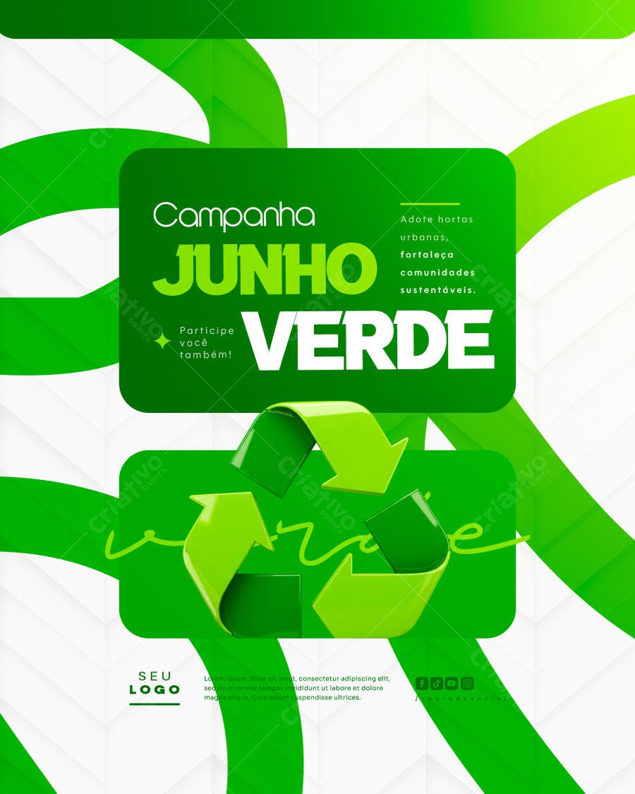 Flyer Junho Verde PSD Editável