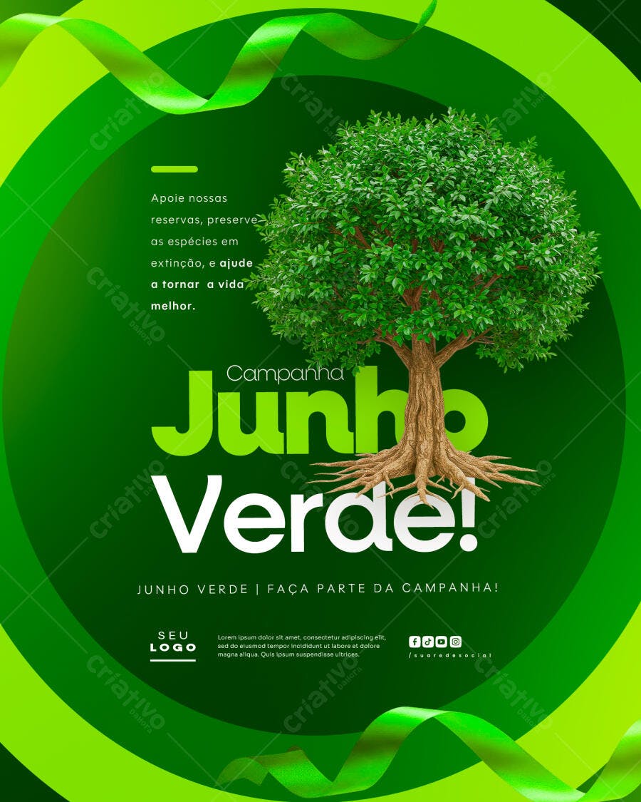 Flyer Junho Verde PSD Editável