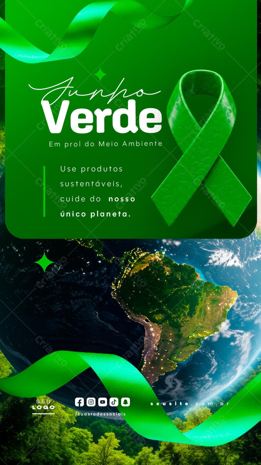 Flyer Junho Verde PSD Editável