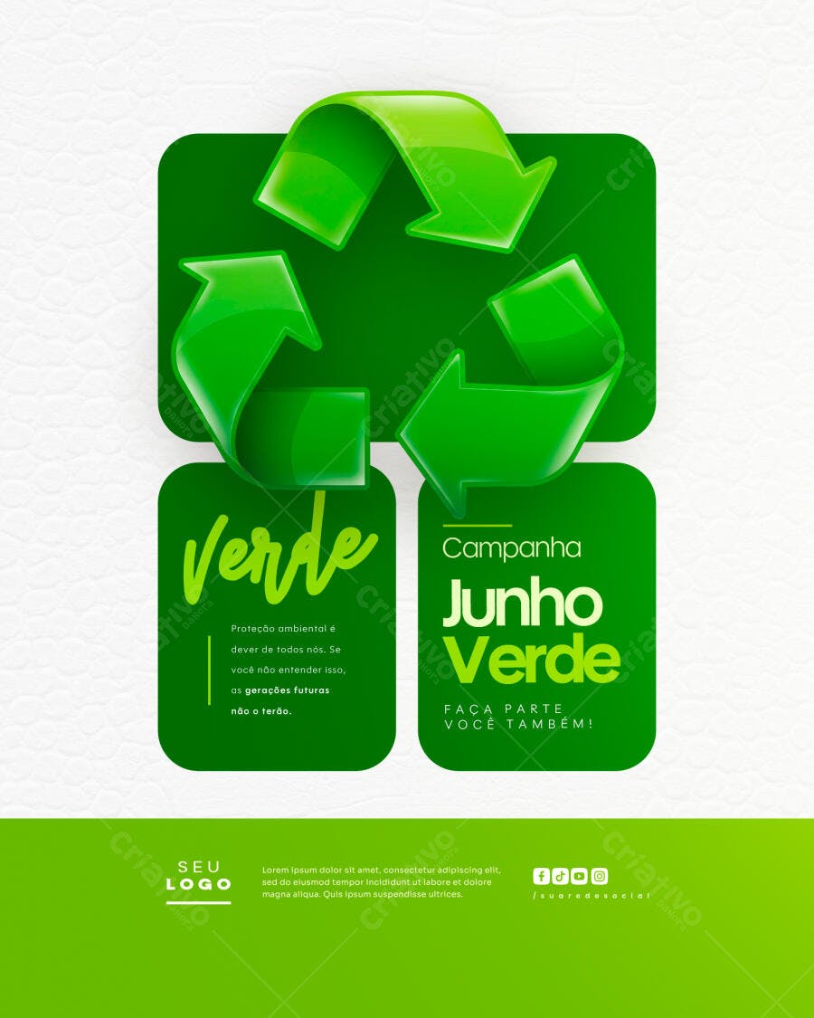Flyer Junho Verde PSD Editável