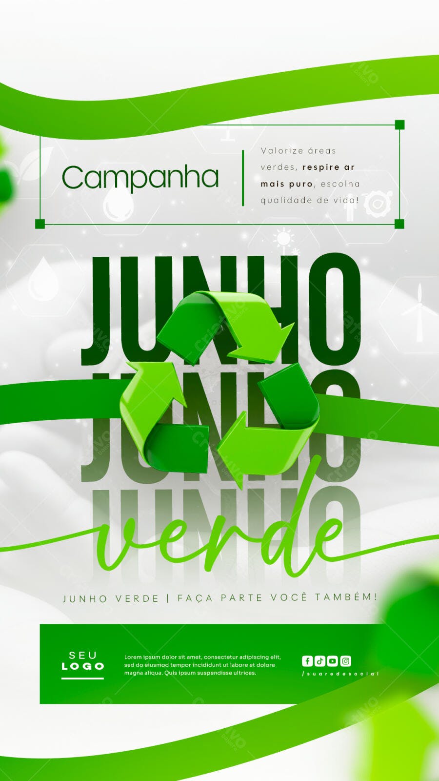 Flyer Junho Verde PSD Editável