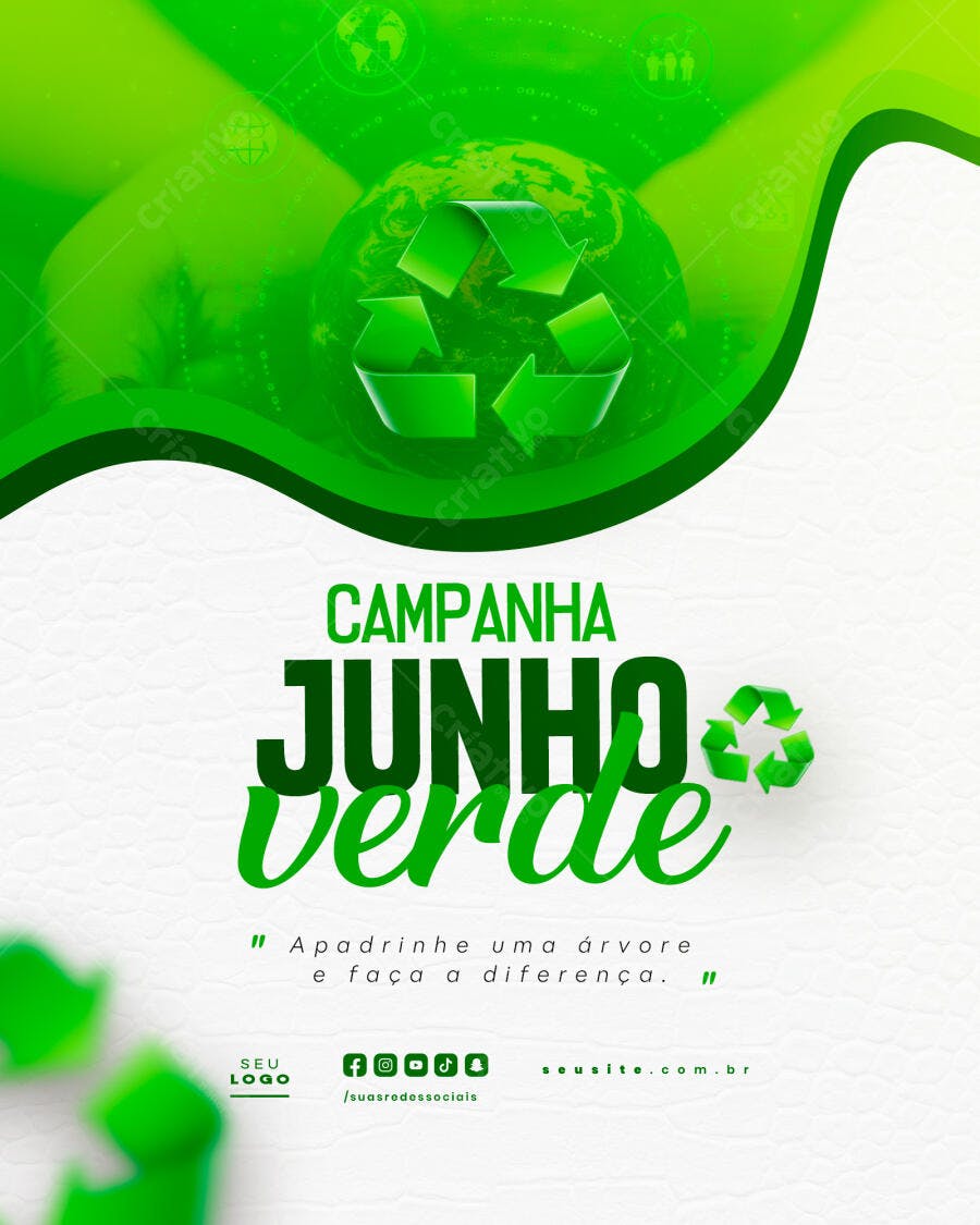 Flyer Junho Verde PSD Editável