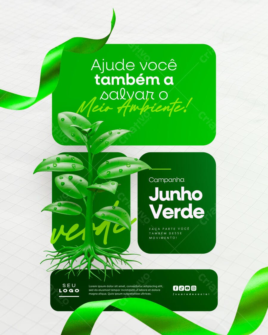 Flyer Junho Verde PSD Editável
