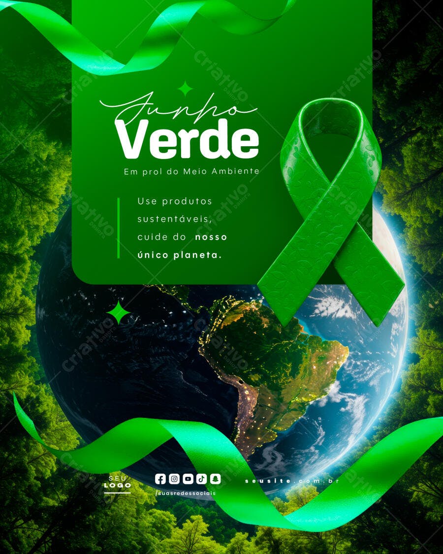 Flyer Junho Verde Meio Ambiente PSD Editável