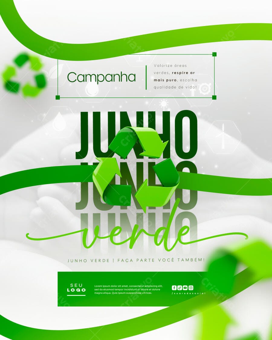 Flyer Junho Verde PSD Editável