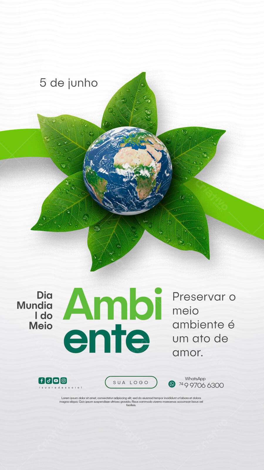 Flyer Dia Mundial do Meio Ambiente 5 de Junho PSD Editável