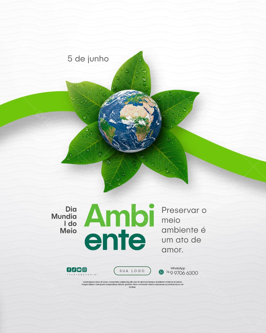 Flyer Dia Mundial do Meio Ambiente 5 de Junho PSD Editável