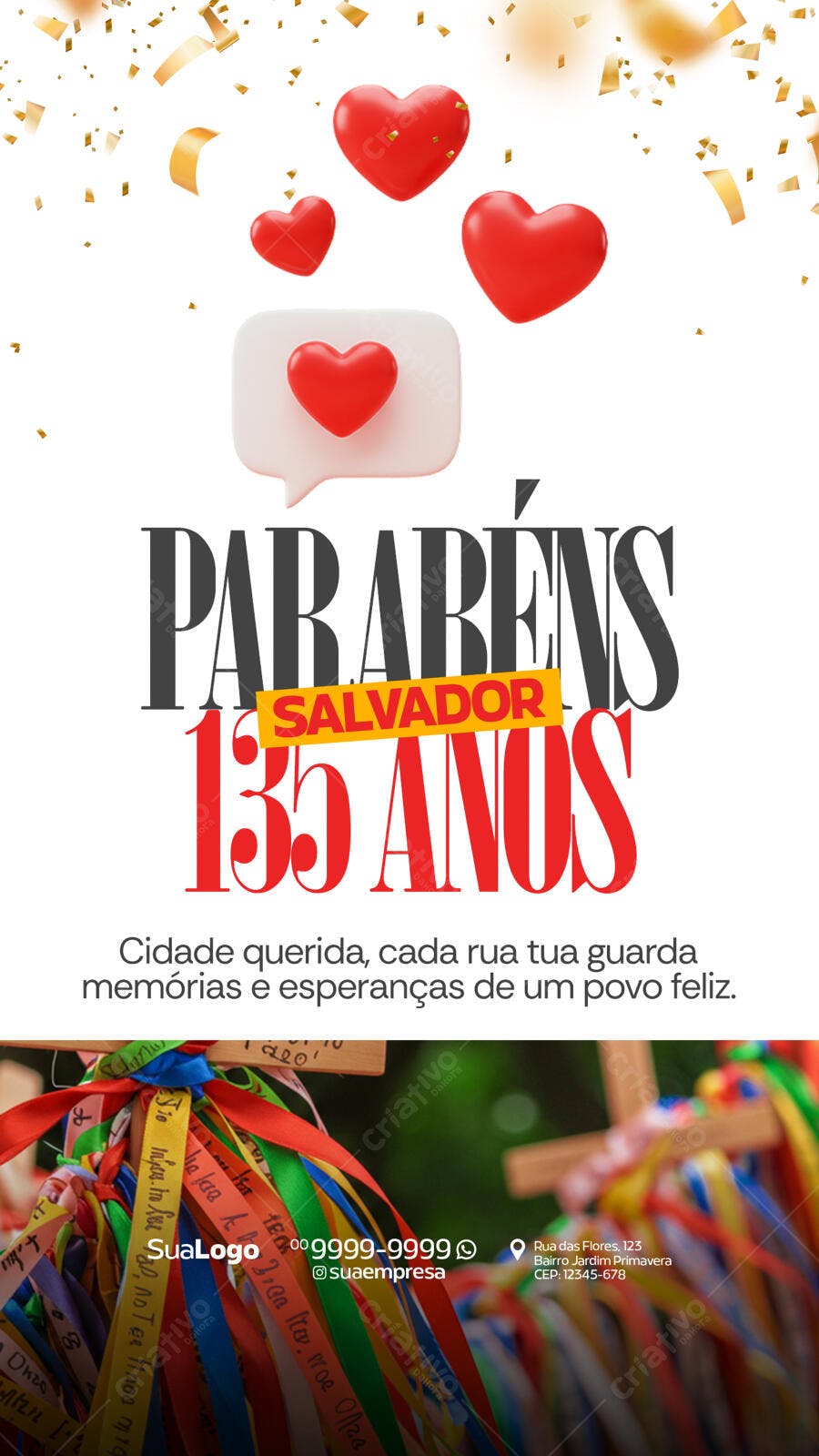 Flyer Aniversário Salvador 135 Anos PSD Editável