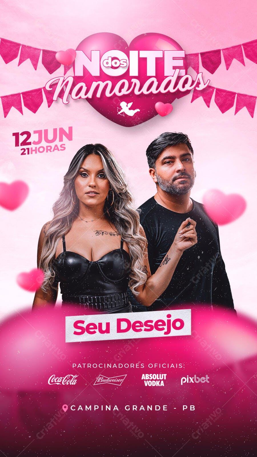 Flyer Noite dos Namorados 12 de Junho PSD Editável