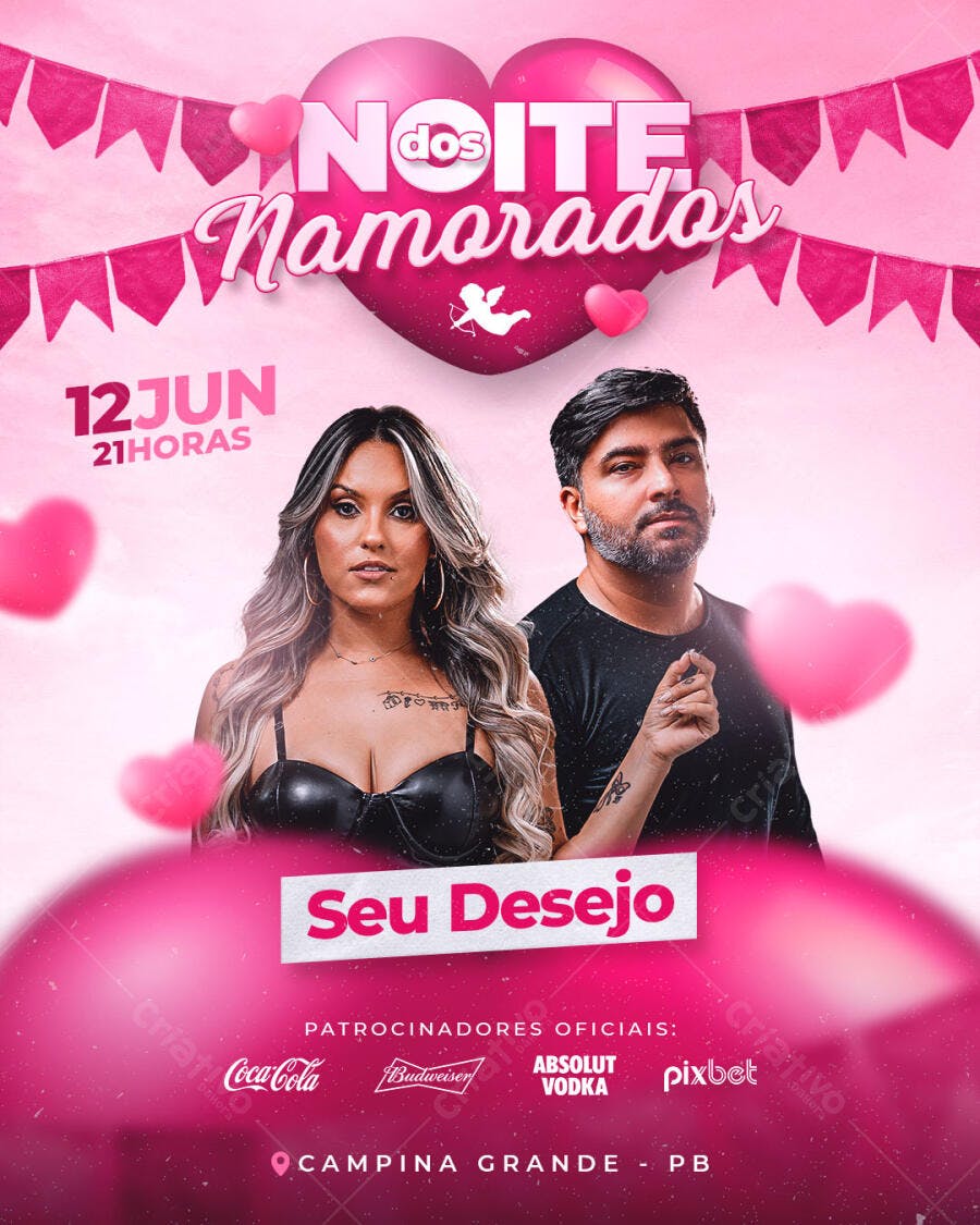Flyer para Festa de Namorados PSD Editável