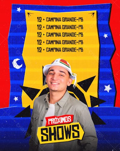 FLYER DE SÃO JOÃO PSD EDITÁVEL FEED AGENDA JOÃO GOMES