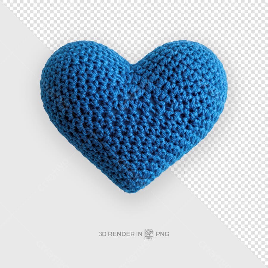 Imagem PSD Coração de Crochê Azul para Dia dos Namorados PSD Editável
