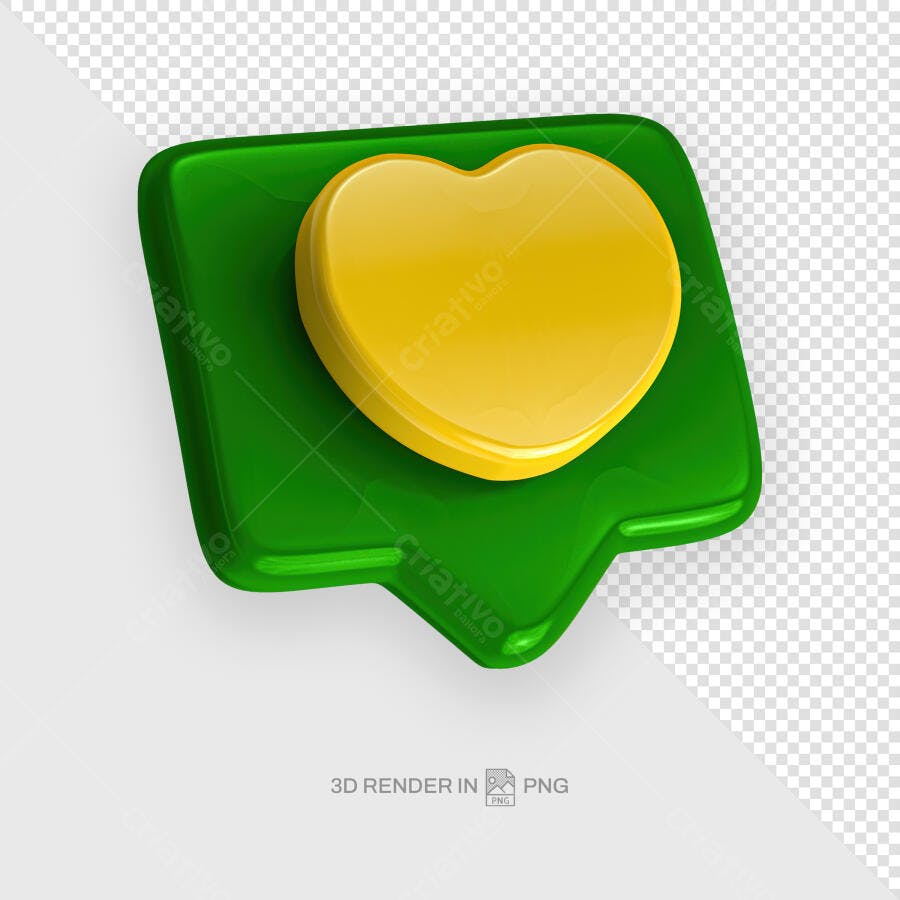 Ícone de Curtida 3D Verde e Amarelo PSD Editável