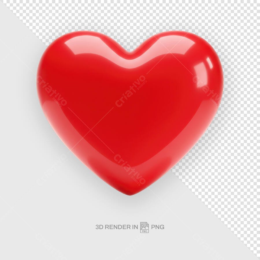 Imagem em 3D de Coração Vermelho PSD Editável para Dia dos Namorados