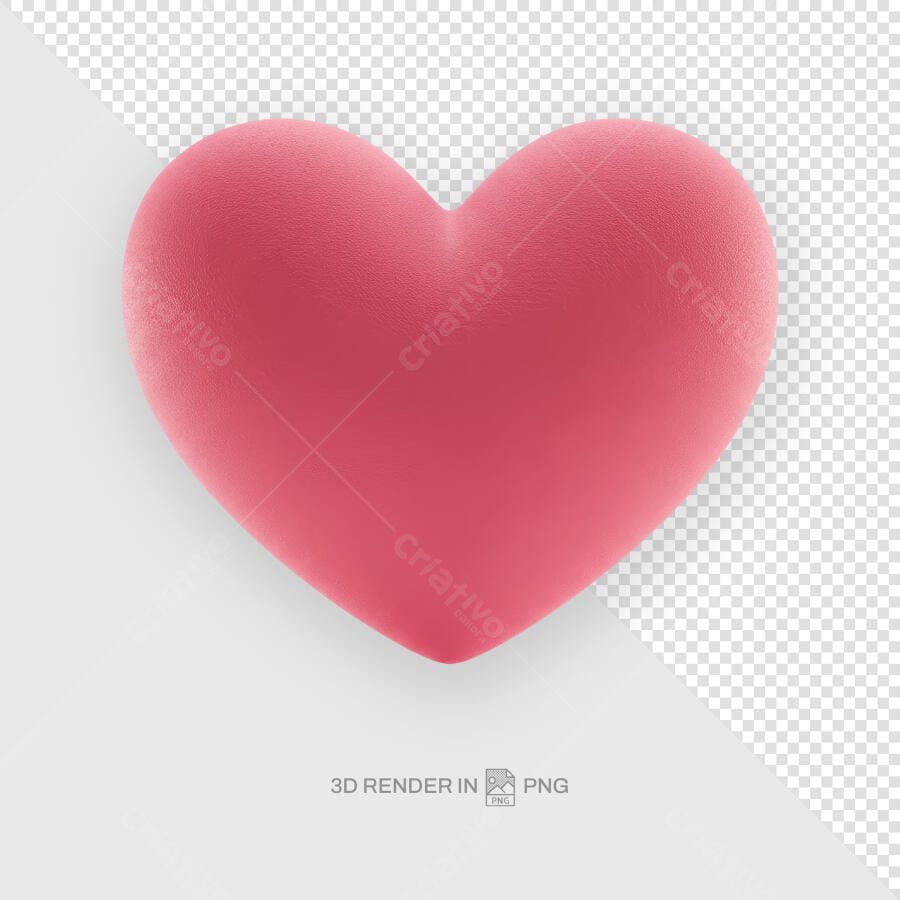 Imagem 3D Rosa em Formato de Coração PSD Editável