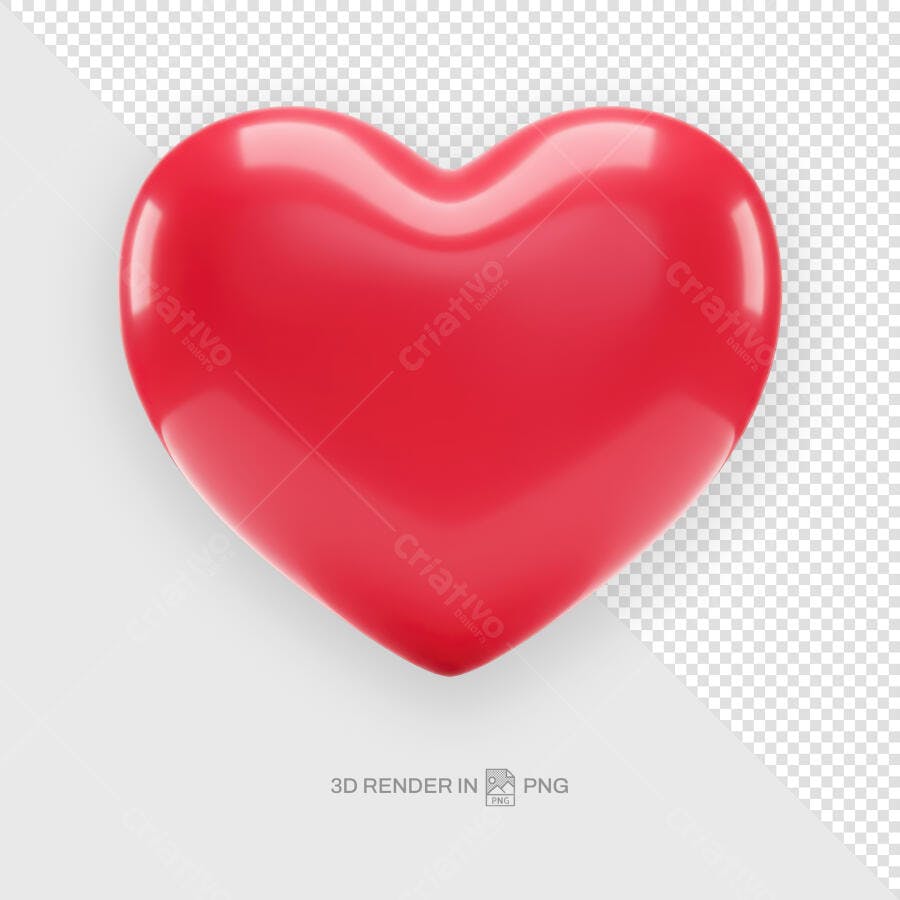Imagem 3D Coração Vermelho Dia dos Namorados PSD Editável