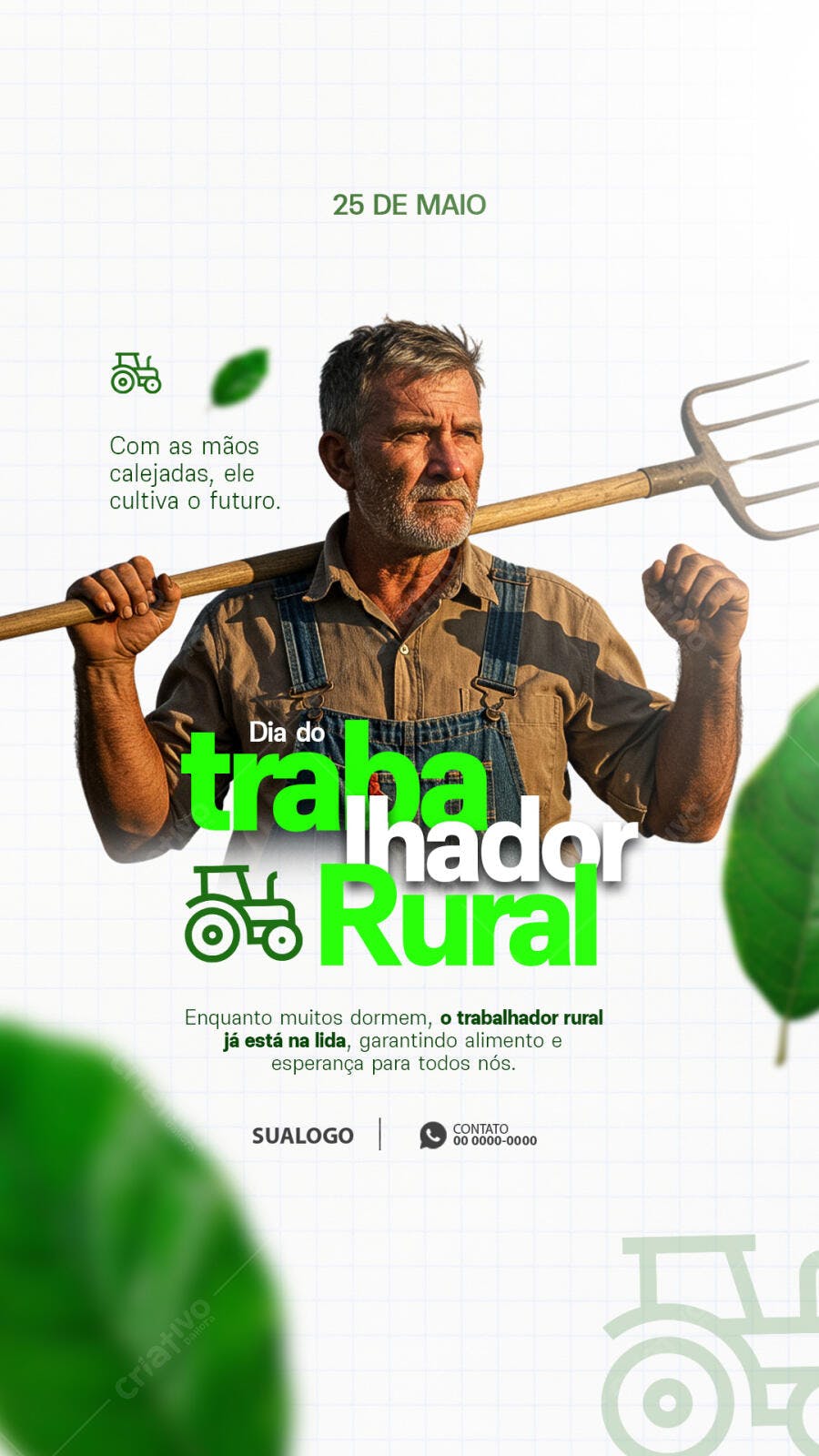 Flyer Dia do Trabalhador Rural 25 de Maio PSD Editável