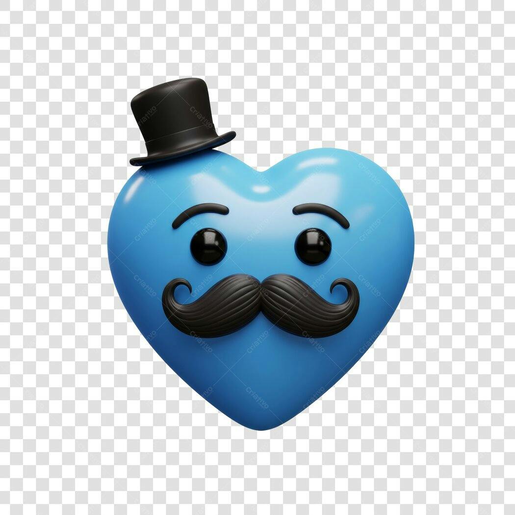 Emoji Coração com Bigode PNG com fundo transparente