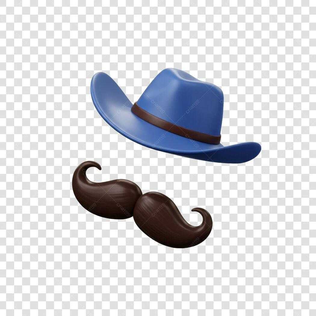 Elementos PNG com fundo transparente chapéu e bigode