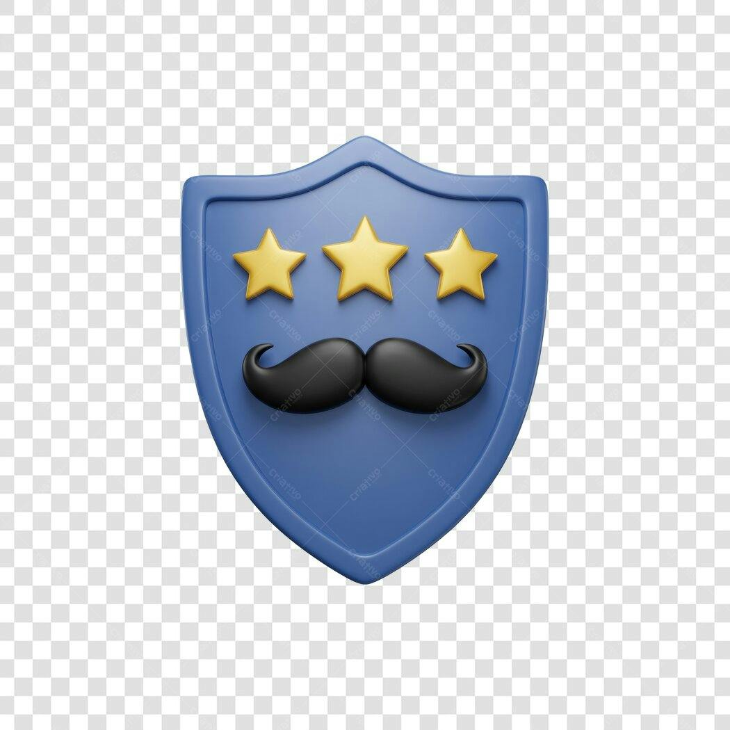 Logo PNG com fundo transparente Escudo com bigode e estrelas