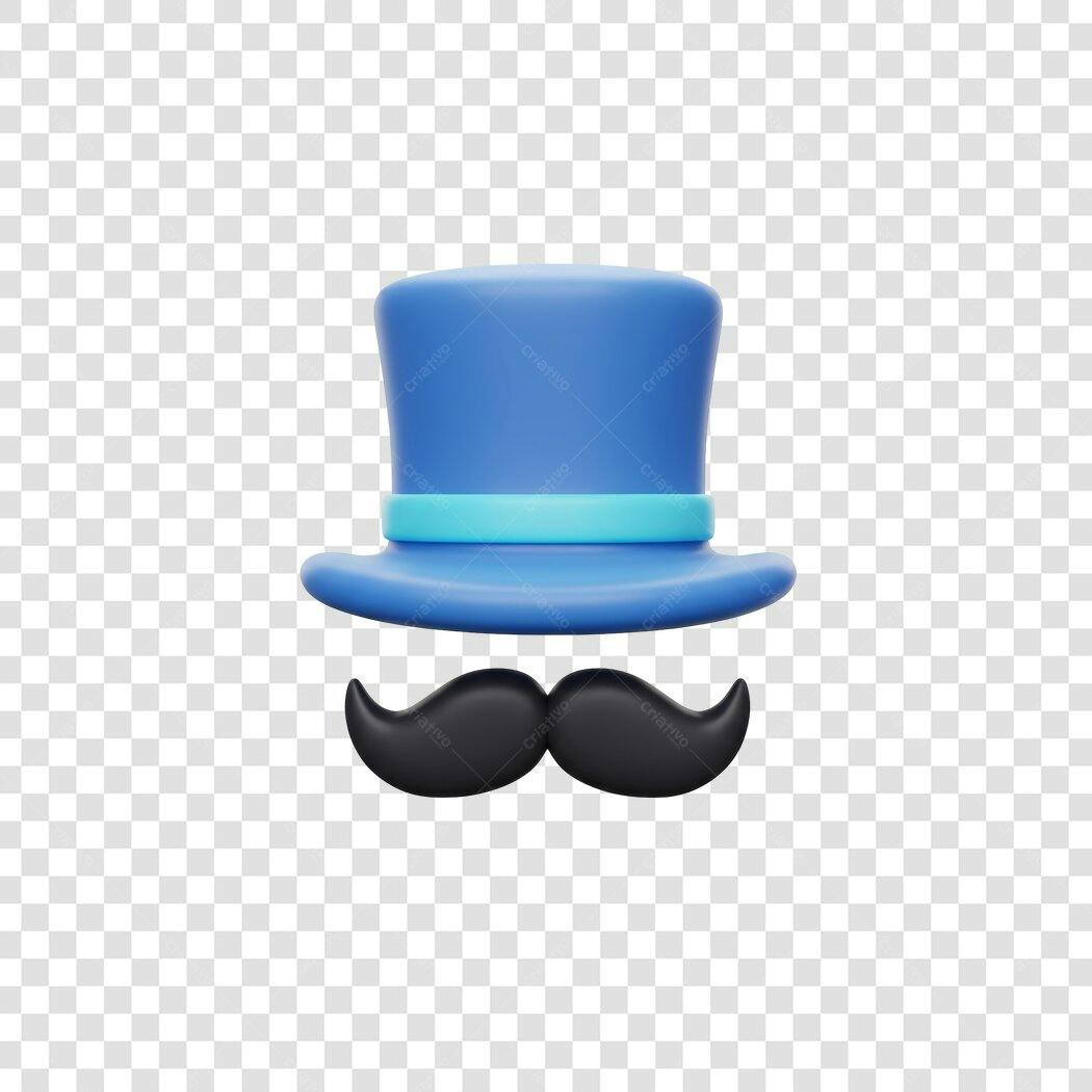 Avatar PNG com fundo transparente chapéu azul bigode