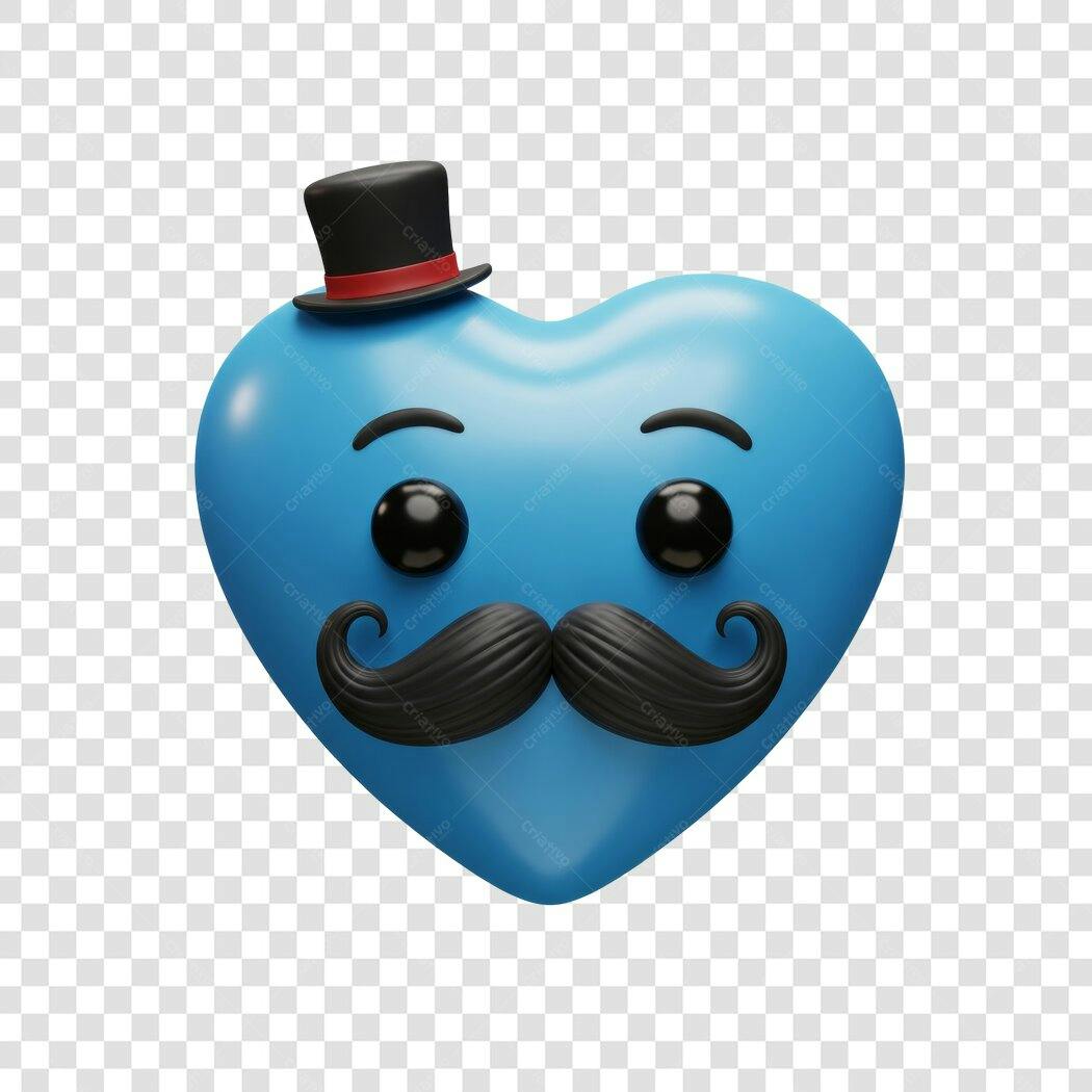 Emoji Coração com bigode PNG com fundo transparente