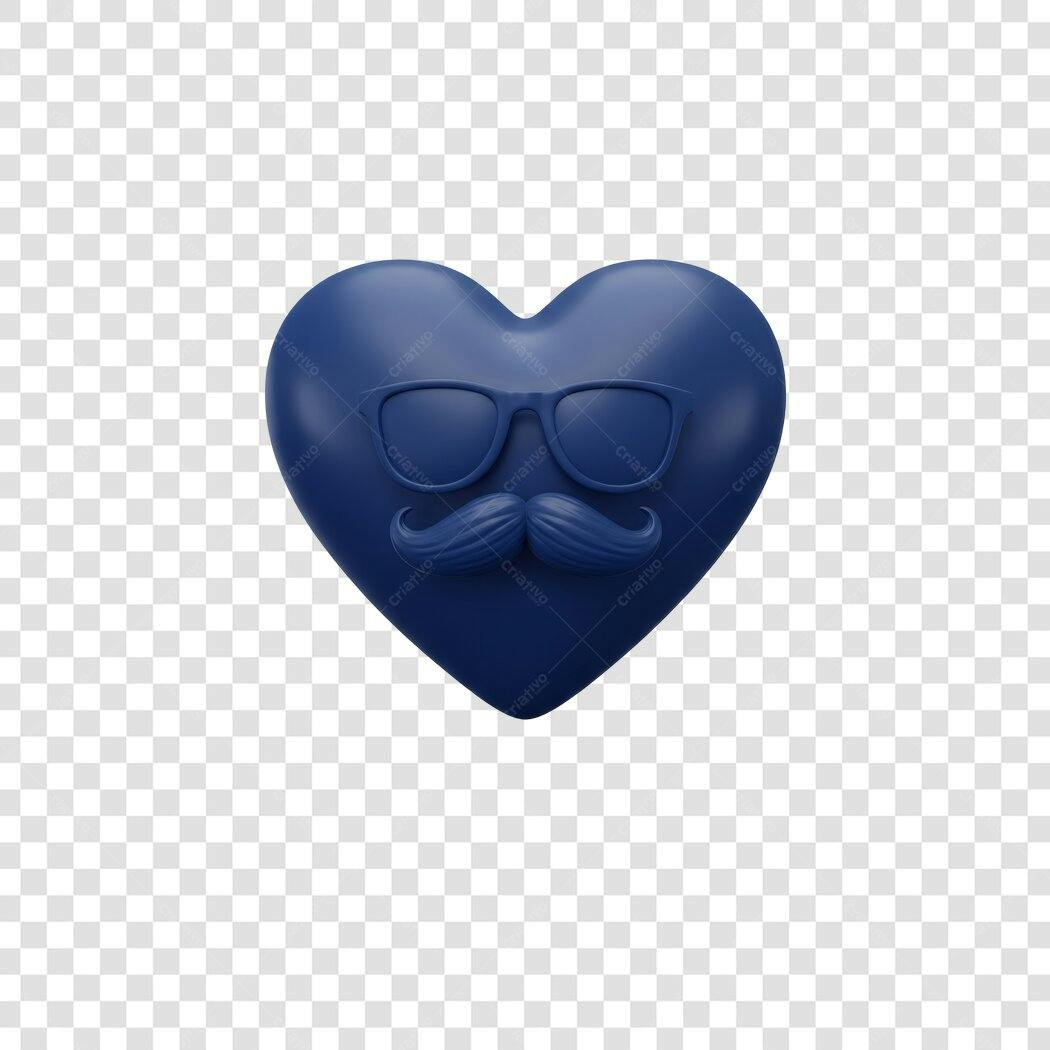 PNG Post Instagram Dia dos Pais Coração Azul com bigode e óculos
