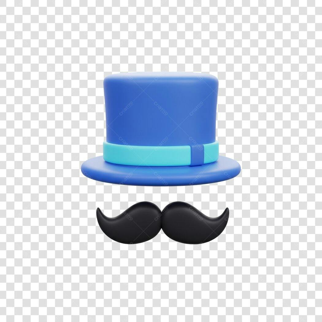 Avatar PNG com fundo transparente Chapéu e Bigode Azul