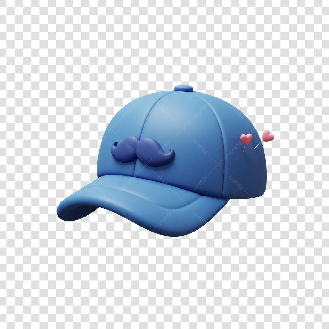 Icone boné azul bigode PNG com fundo transparente