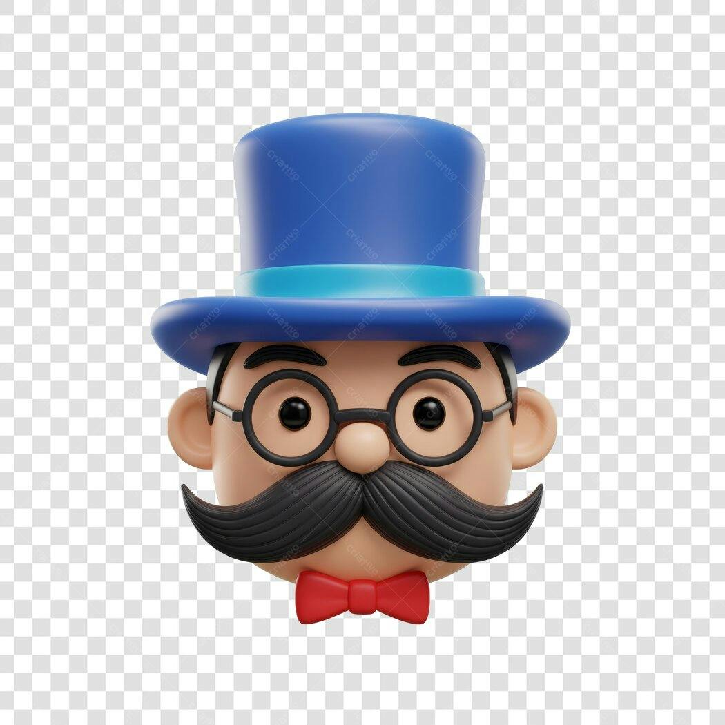 Avatar PNG com fundo transparente Ilustração de homem com bigode