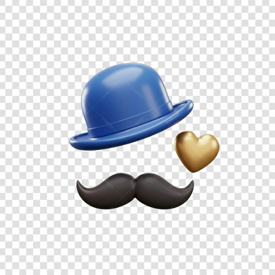 Icone Dia dos Pais Chapeu Bigode PNG com fundo transparente