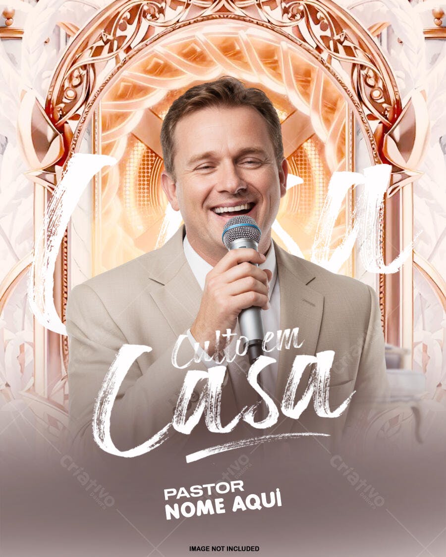 Flyer Culto em Casa PSD Editável