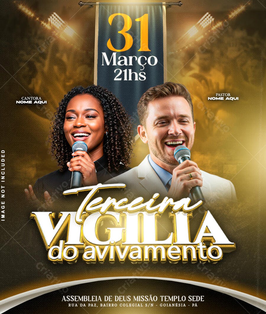 Flyer para Vigília de Avivamento 31 de Março PSD Editável
