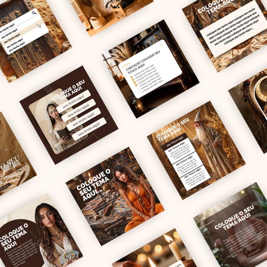 Post Instagram Esotérico com tons terrosos Editável no Canva