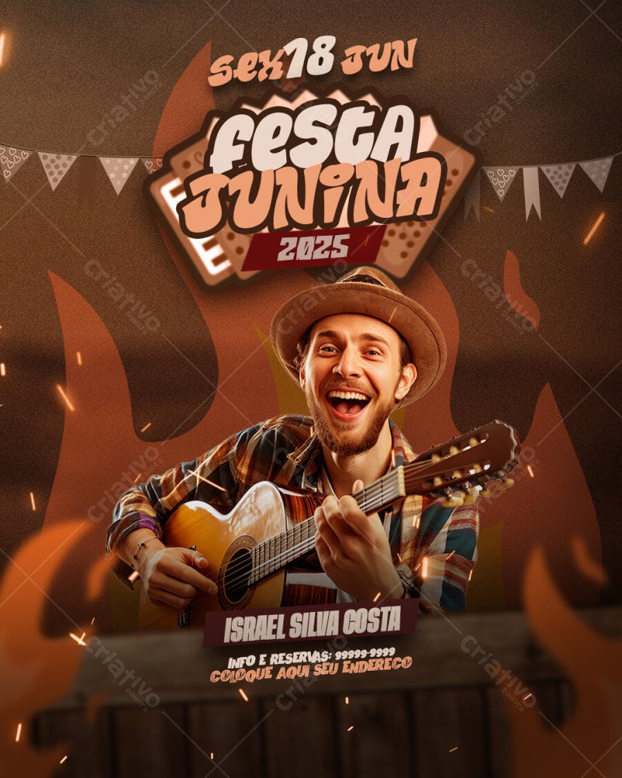 Flyer Festa Junina 18 de Junho PSD Editável