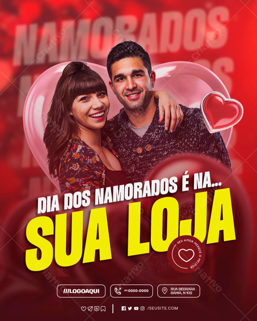Flyer Dia dos Namorados PSD Editável