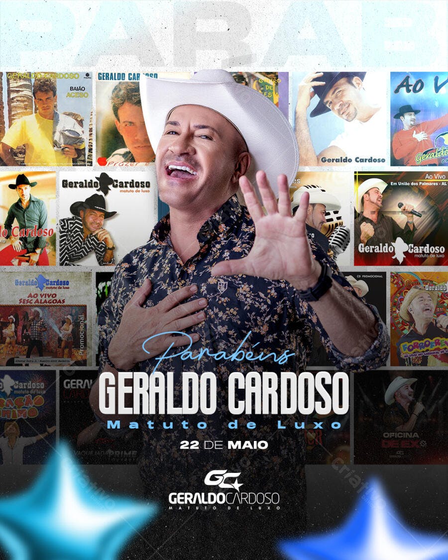 Flyer Aniversário Geraldo Cardoso 22 de Maio PSD Editável