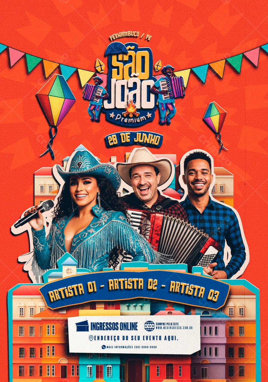 Flyer Festa Junina 28 de Junho PSD Editável