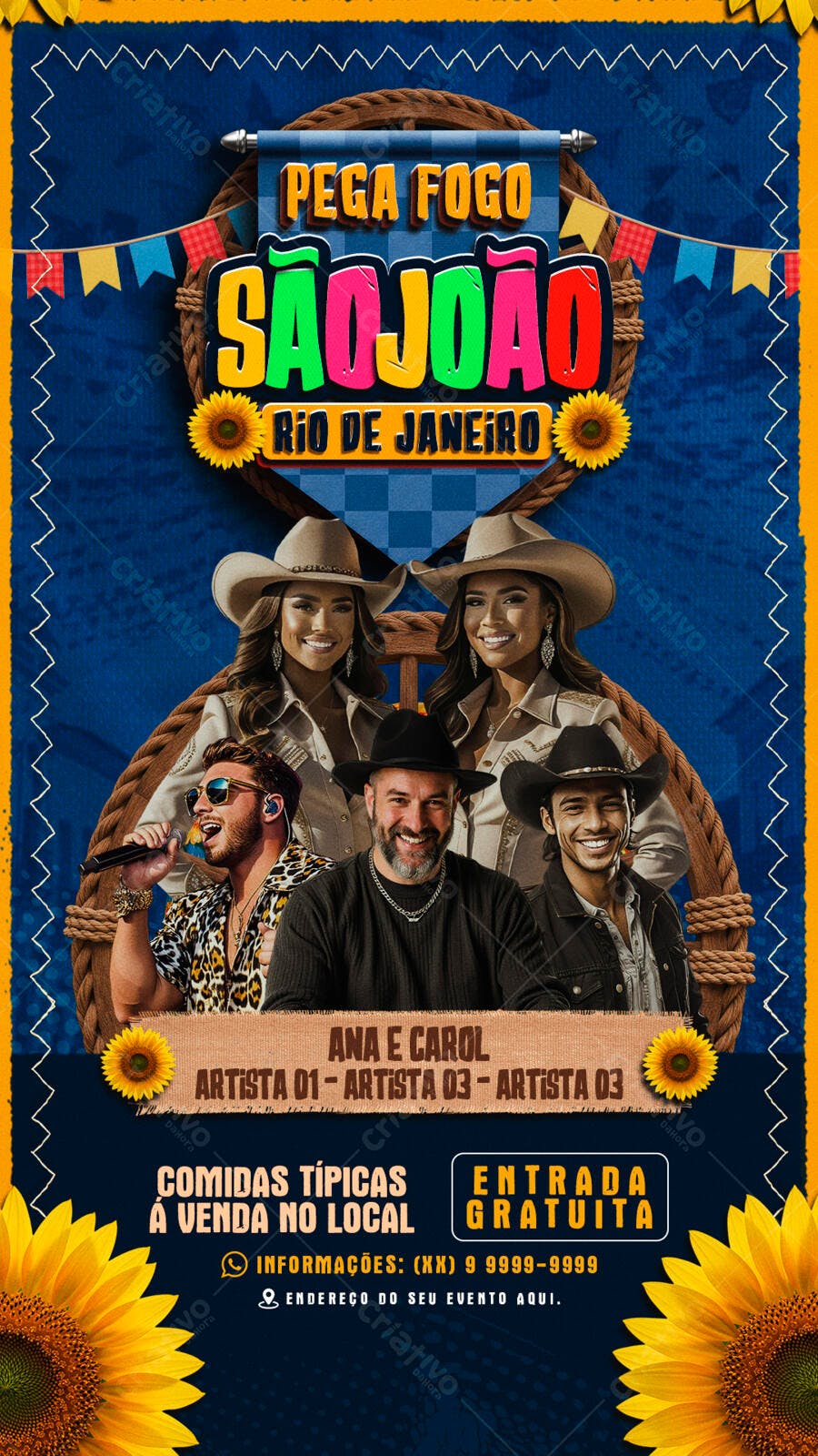 Flyer Festa Junina Rio de Janeiro PSD Editável