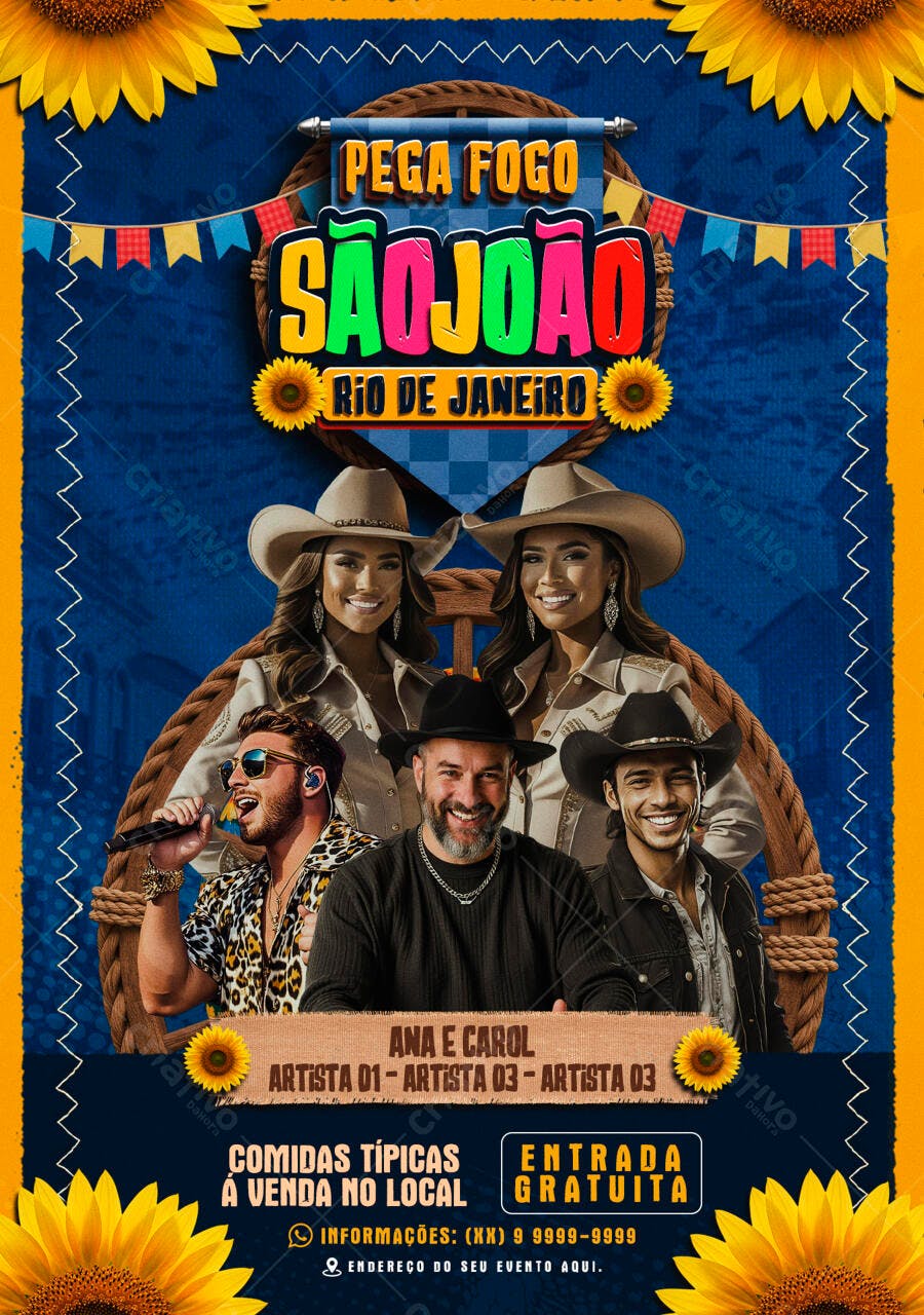 Flyer Festa Junina Rio de Janeiro PSD Editável