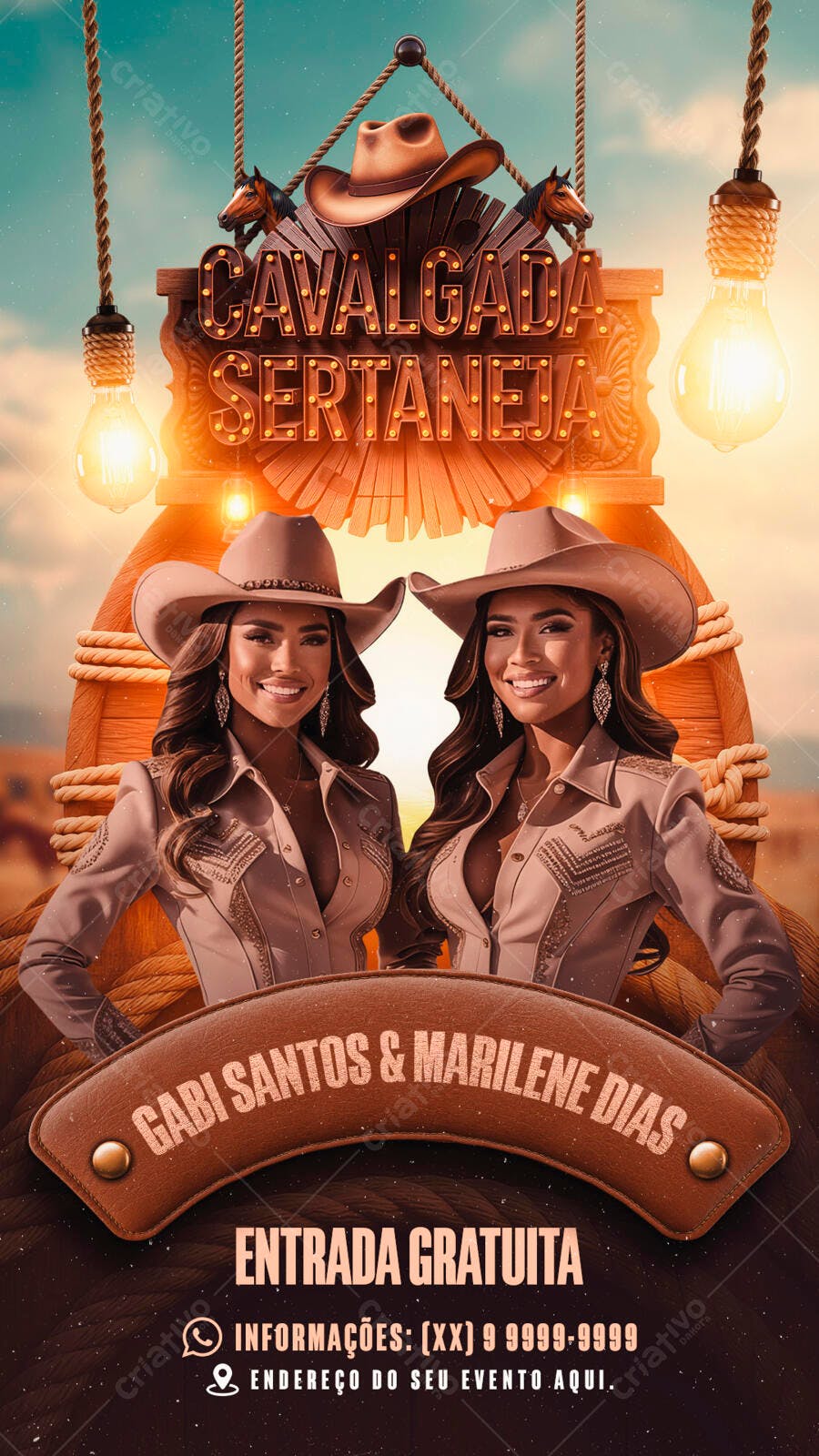 Flyer Cavalgada Sertaneja PSD Editável