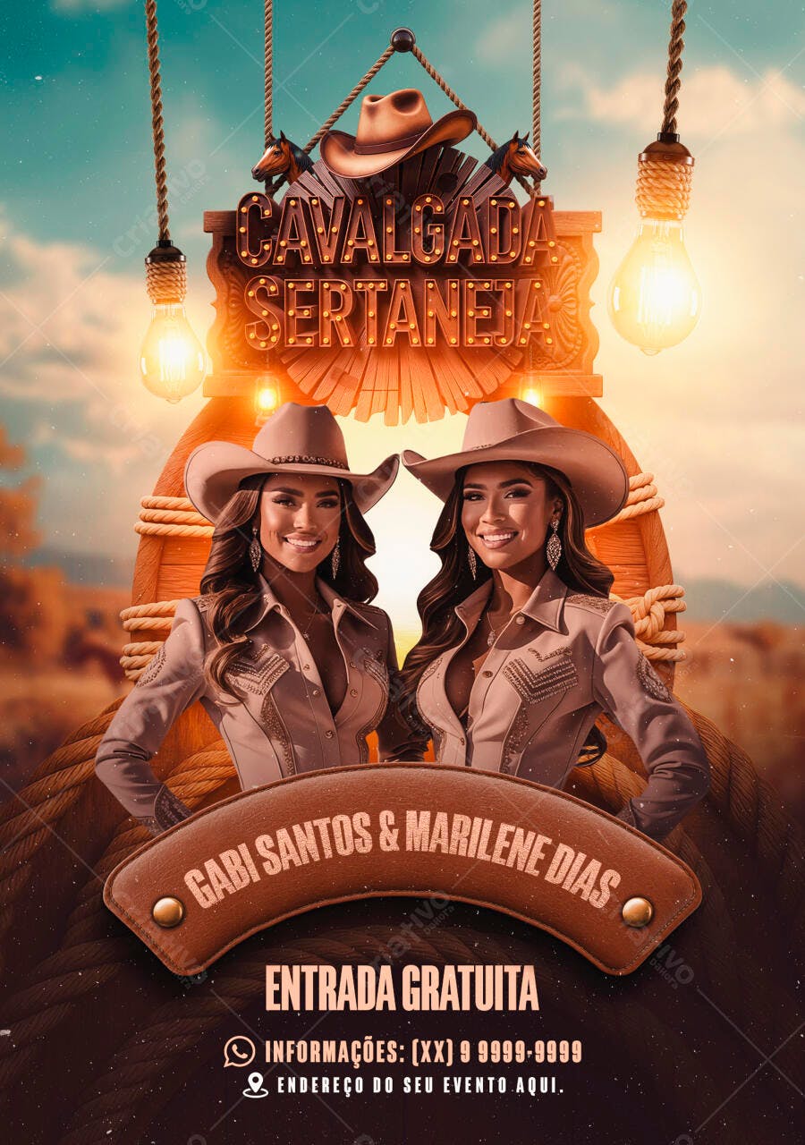 Flyer Cavalgada Sertaneja PSD Editável