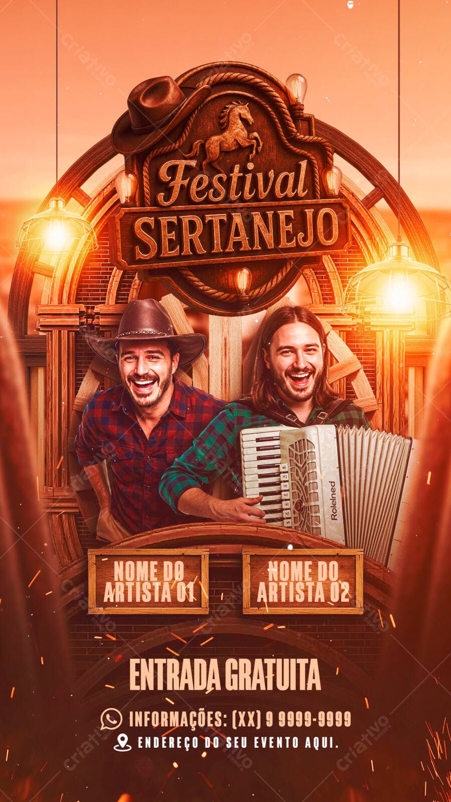 Flyer Festival Sertanejo PSD Editável