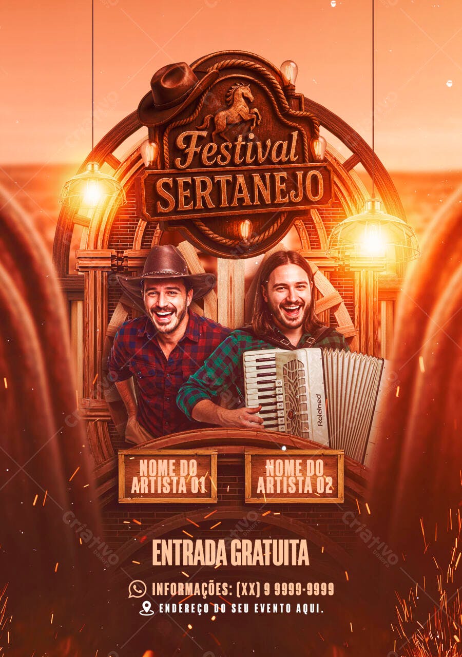 Flyer Festival Sertanejo PSD Editável