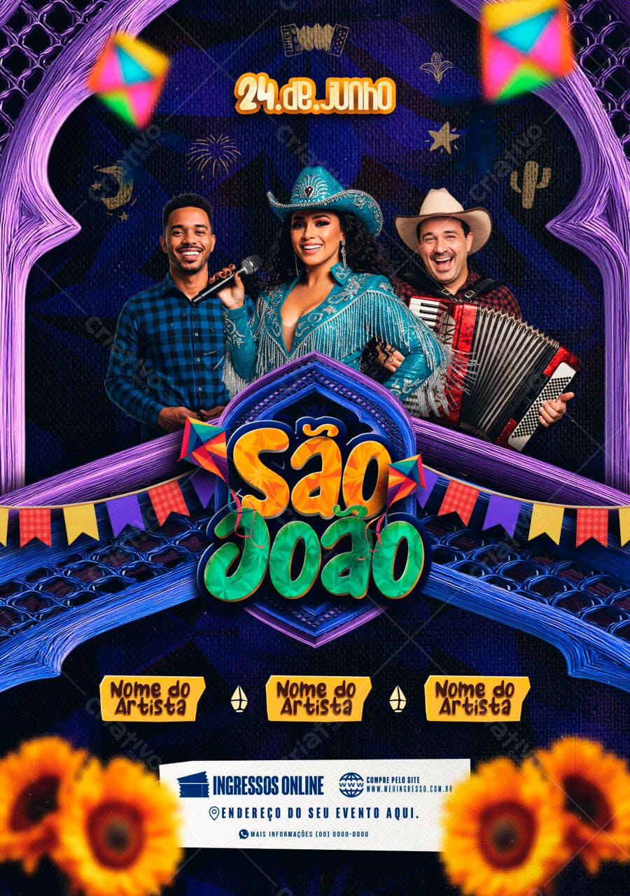 Flyer Festa Junina 24 de Junho PSD Editável